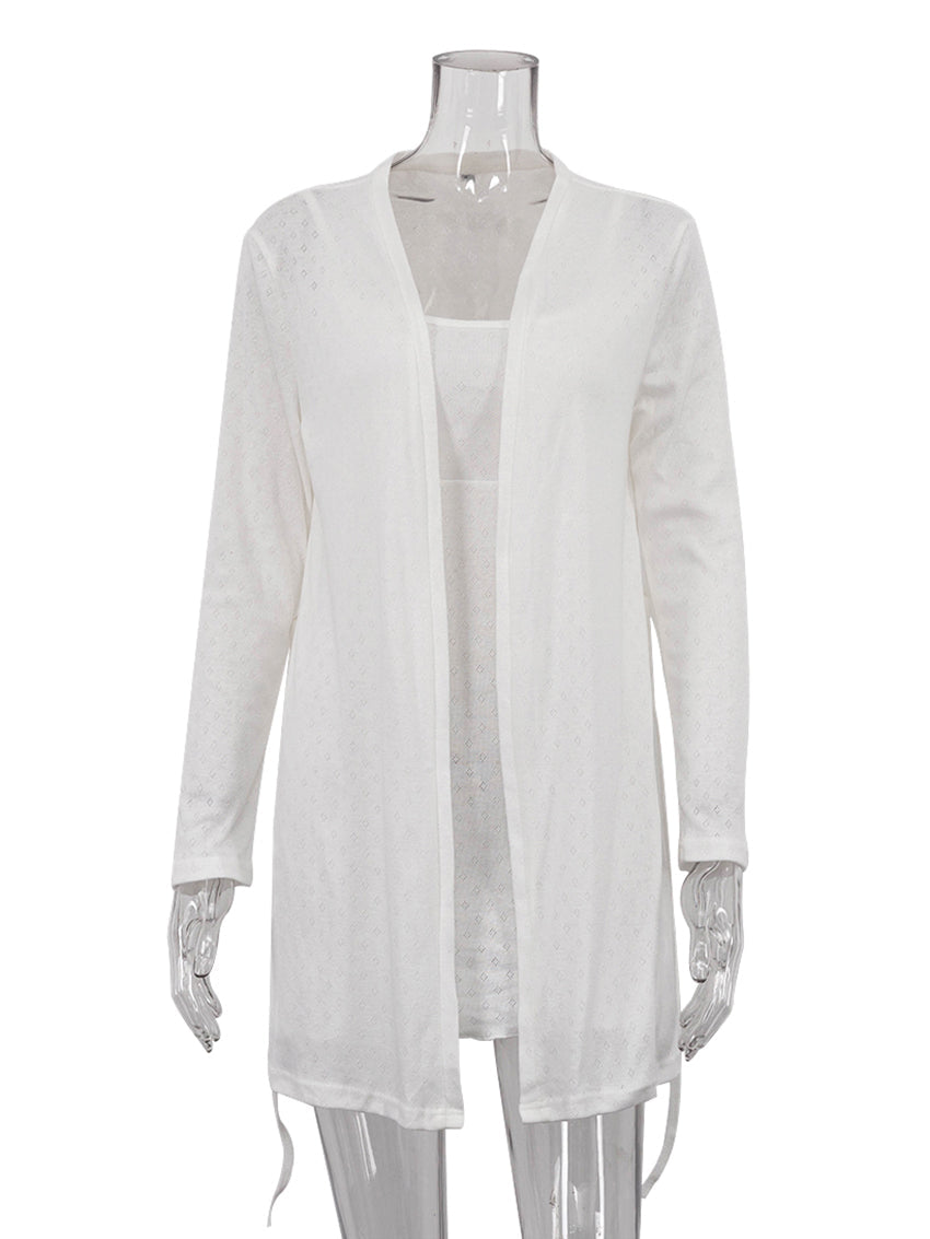 Women's Robe Pajama Set – Long Sleeve Sleepwear with Spaghetti Strap Nightdress for Cozy Lounging and Relaxing Evenings