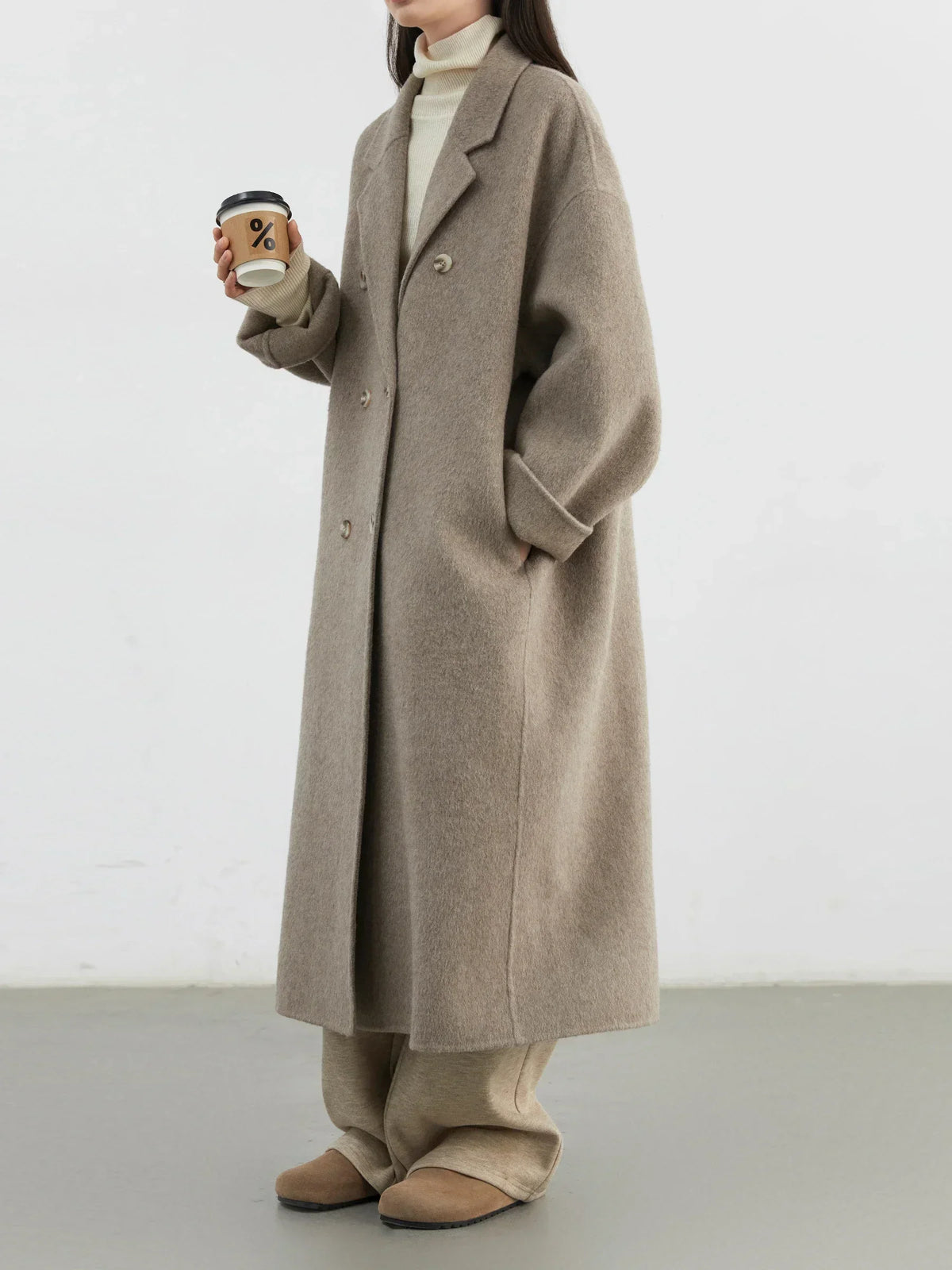 Women's Double Breasted Wool Coat – Long Double Sided Winter Overcoat for Elegant Warmth and Timeless Fashion