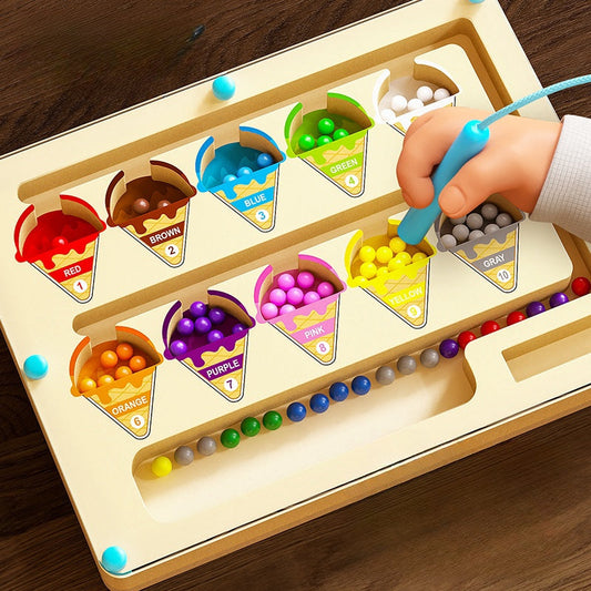 Montessori Magnetic Color Sorting Maze-Wooden Puzzle Board for Fine Motor Skills Learning and Toddler Development