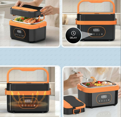 Gison Heated Lunch Box – 18000mAh Portable Electric Food Warmer with LED Display for Work, Car and Travel Meals