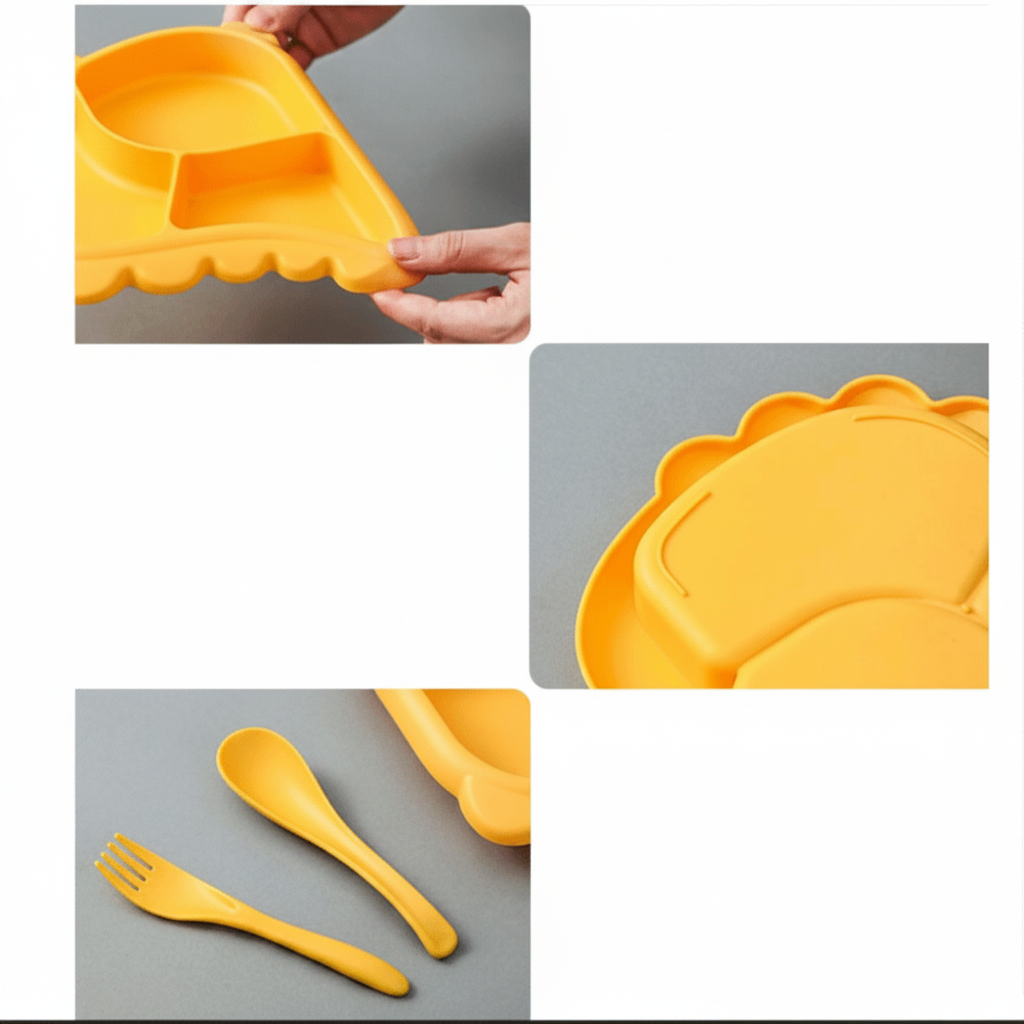 Dinosaur Baby Dinnerware Set – Cute Feeding Bowls, Plates, Forks and Spoons for Toddlers Learning Independent Eating
