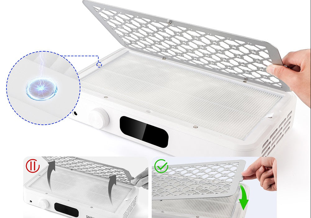 Brushless Nail Dust Collector – Adjustable Twin Turbo Vacuum Extractor for Professional Acrylic Nail Salon and Home Manicure Use