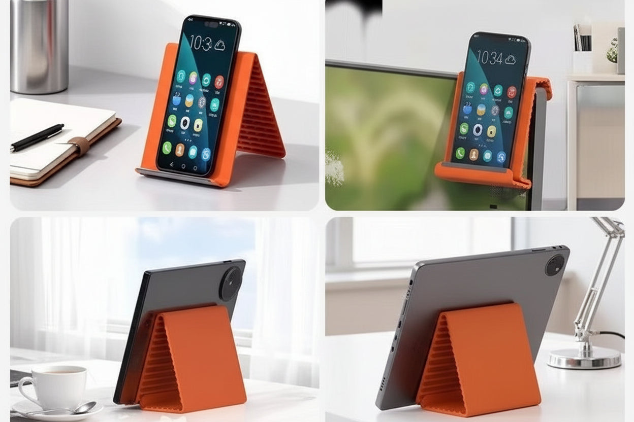Foldable Silicone Phone Stand – Flexible Multi-Angle Travel Holder for Smartphones, Tablets and Laptops with Adjustable Desk Support