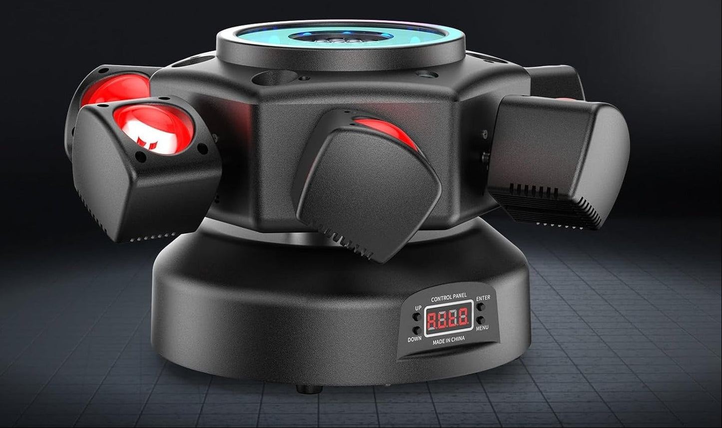 RGBW Moving Head DJ Lights – 150W Six Arm DMX512 Stage Lighting for Weddings, Clubs, Concerts and Professional Events