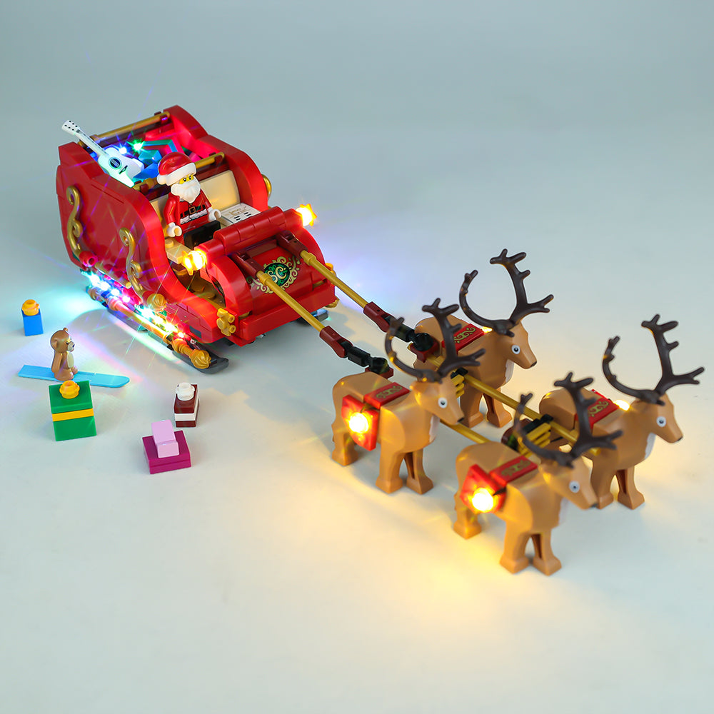 LED Light Kit for LEGO Santa's Sleigh – Decorative Lighting Upgrade for Christmas Building Block Display Models