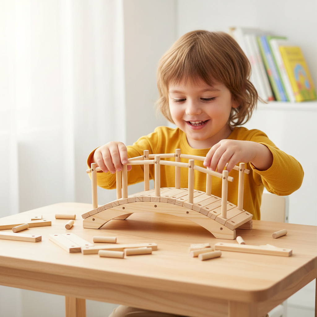 Wooden Bridge Building Block Kit – DIY Science Construction Model for Kids STEM Learning, Creative Assembly and Educational Play