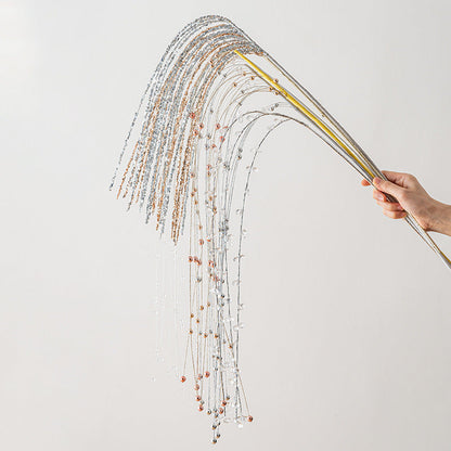 Sequin Glitter Christmas Branch Picks – White Artificial Tassel Wheat Stems for Christmas Trees, Wreaths and Holiday Decorations
