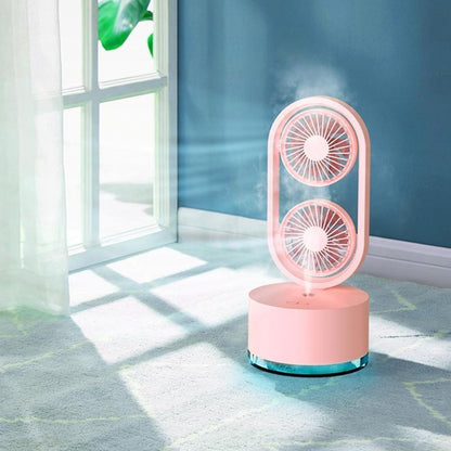 Portable Head Humidifier Fan – Rotatable USB Cooling Air Device with Adjustable Mist and Wide-Angle Personal Comfort for Summer