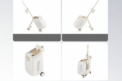 Kids Ride On Suitcase – Foldable Children's Travel Luggage with Seat, Cup Holder and Phone Holder for Easy Trips