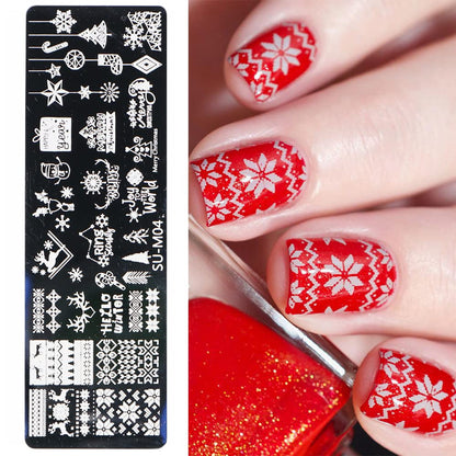 Christmas Nail Stamping Plate Set – Snowflake Santa Reindeer Nail Art Templates for Festive DIY Manicure Designs