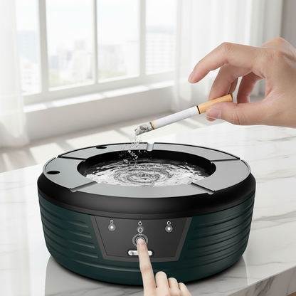 Smart Air Purifying Ashtray – Windproof Automatic Smoke Ashtray with Filter and Auto-Cleaning Function for Home, Office and Indoor Use