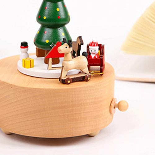 Wooden Christmas Music Box – Snowflake Deer Rotating Holiday Keepsake for Festive Home Decor and Memorable Gifts