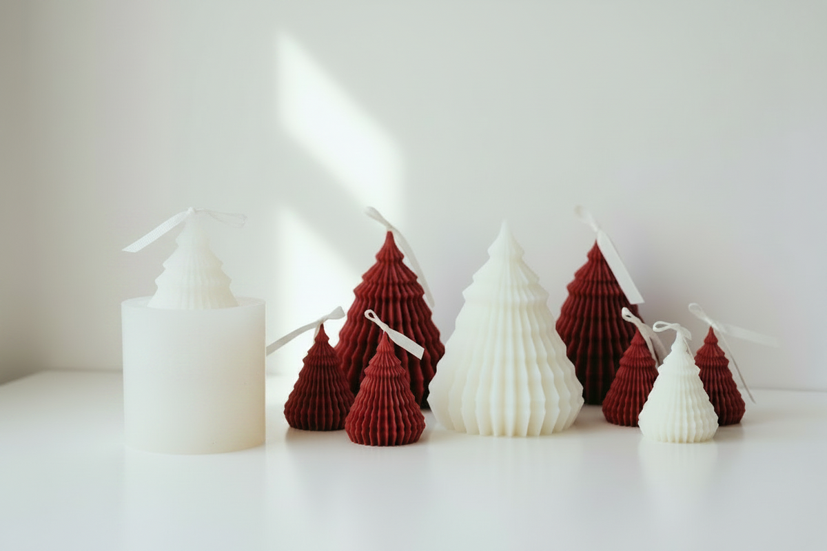 Christmas Tree Silicone Mold – DIY Candle, Soap and Resin Craft Mold for Handmade Holiday Decorations
