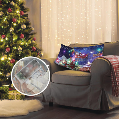 LED Christmas Pillow Cover – Light Up Cushion Case for Holiday Living Room Decor and Seasonal Home Accents