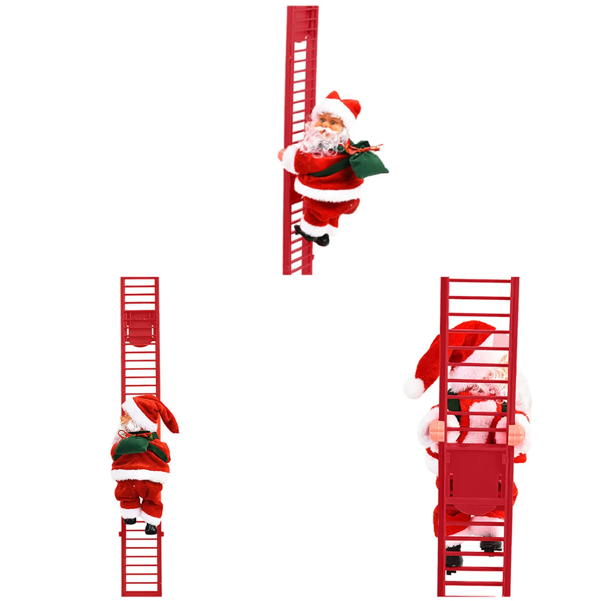 Climbing Santa Christmas Decoration – Musical LED Ladder Ornament for Christmas Trees and Holiday Displays