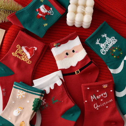 Christmas Cotton Socks Ornament Set – Santa and Reindeer Holiday Decorations for Kids, Adults, Trees and Gift Giving