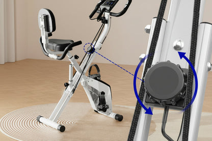 Foldable Exercise Bike – Indoor Stationary Fitness Bicycle with 8 Resistance Levels, Heart Rate Sensors and LCD Workout Display