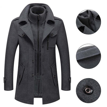 Men's Double Collar Jacket – Versatile Zip Button Coat for Casual Travel, Business and Everyday Layering
