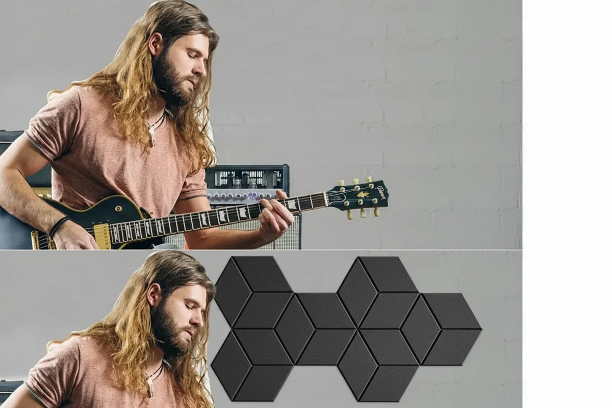 Hexagonal Acoustic Panels – Self Adhesive Soundproof Foam Tiles for Noise Reduction, Echo Control and Studio Wall Treatment