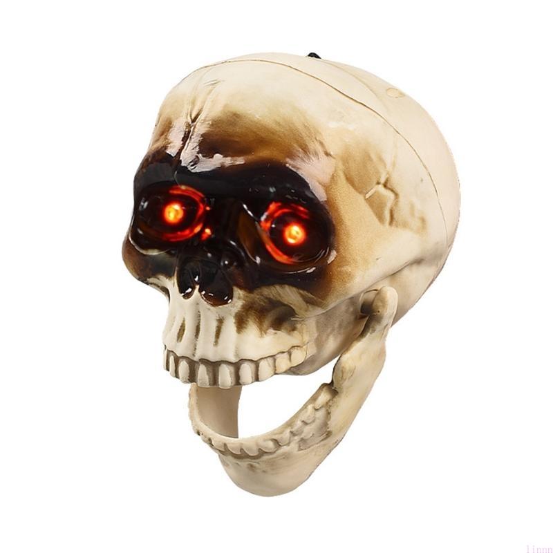 Halloween Animated Skull Decoration – Motion and Sound Detection with Glowing Eyes for Hanging Haunted House Props, Parties and Spooky Home Decor