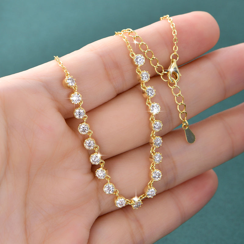 Moissanite Bubble Choker Necklace – Sparkling 3MM Stones with 14K Gold-Filled Finish for Women, Weddings, Parties and Elegant Layered Jewelry Looks
