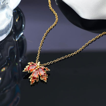 Gold Maple Leaf Pendant Necklace – Dainty Autumn Inspired Jewelry Gift for Thanksgiving, Halloween, Christmas and Everyday Elegance