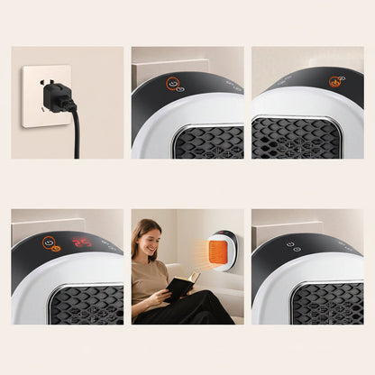 Portable Electric Heater - 600W Compact Fast Heating Device with Remote Control for Bedrooms and Bathrooms