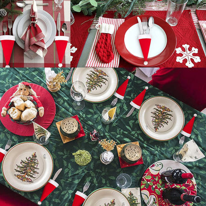 Christmas Cutlery Holder Set – Festive Fork and Knife Pocket Sleeves for Holiday Table Settings and Dinner Parties
