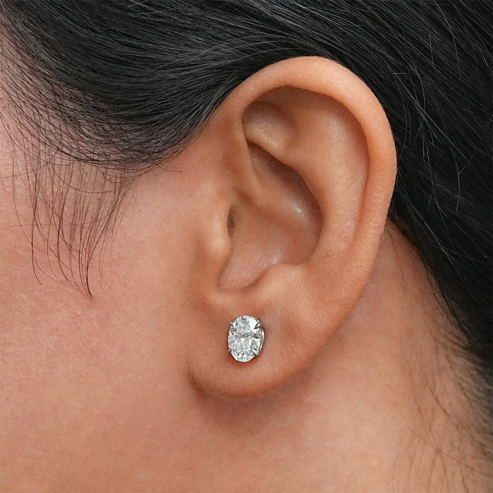 Oval Moissanite Stud Earrings – 0.5-5ct D Color Sparkling Stone Design in 925 Sterling Silver for Women, Parties, Weddings and Elegant Jewelry Gifts
