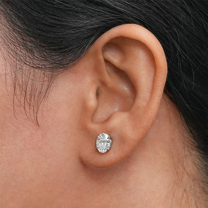 Oval Moissanite Stud Earrings – 0.5-5ct D Color Sparkling Stone Design in 925 Sterling Silver for Women, Parties, Weddings and Elegant Jewelry Gifts