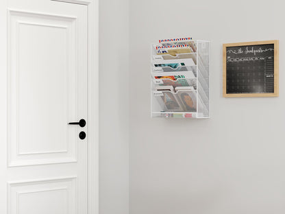 Mesh File Organizer – 5-Tier Desktop and Wall Mount Document Holder for Letters, Mail, Files and Office Organization