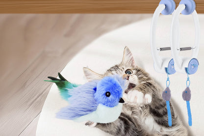 Electronic Feather Cat Toy – Self Play Hanging Teaser with Catnip Mice for Bored Indoor Cats