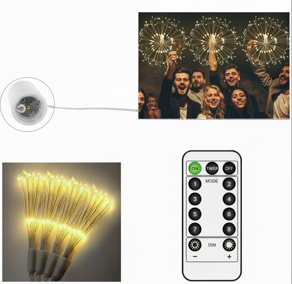 Dandelion Firework LED Lights – Remote Controlled Starburst Fairy Lights for Christmas, Weddings and Outdoor Decor