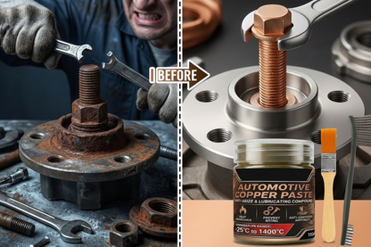 High-Temp Copper Grease 1400°C – Anti-Seize Lubricant for Car Brakes, Exhausts, Spark Plugs and Bolts with Convenient Applicator Brushes