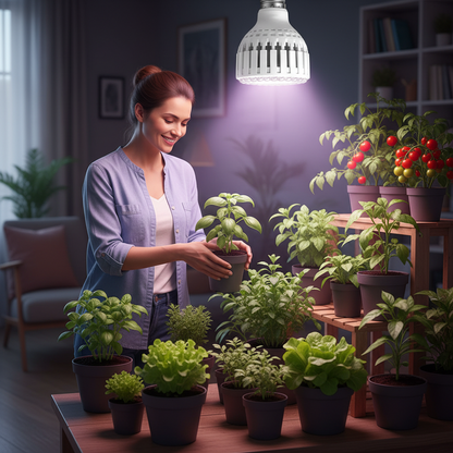 LED Grow Light Bulb – 12W Energy-Efficient Indoor Plant Lamp for Seedlings, Herbs, Vegetables, Houseplants and Year-Round Home Gardening