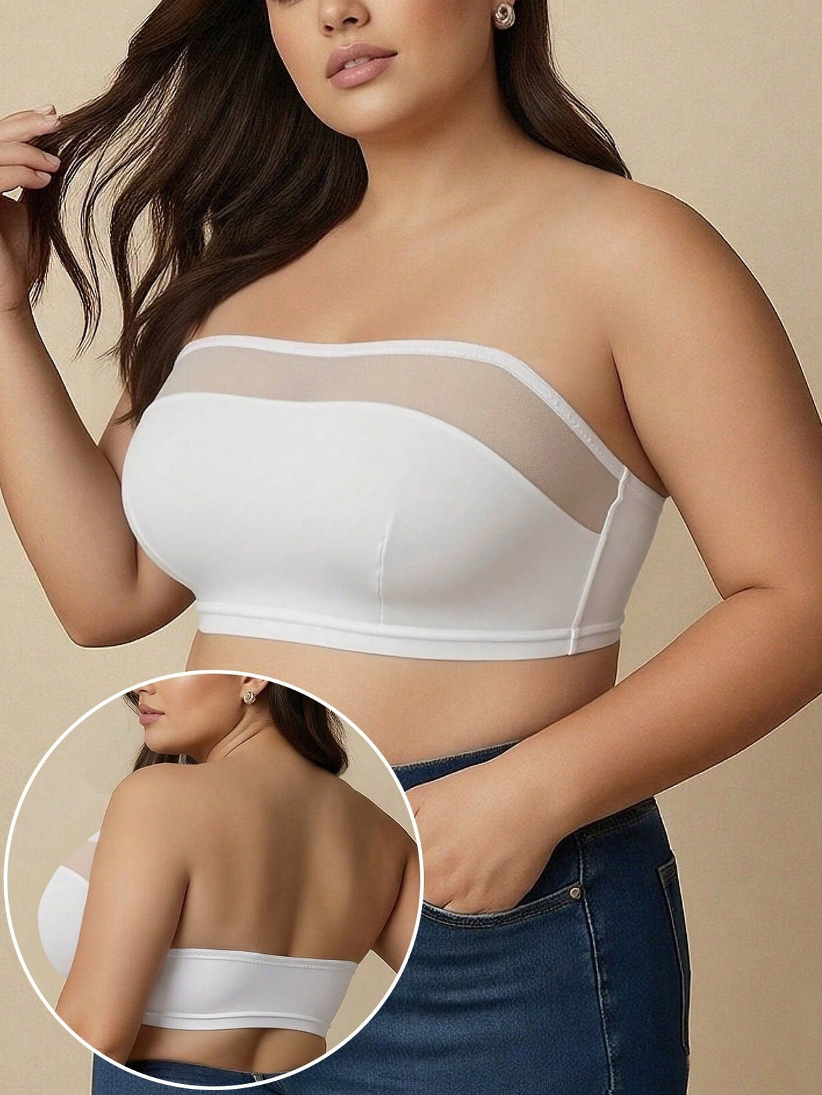 Plus Size Bandeau Bra – Seamless Strapless Wireless Tube Bra with Non Slip Support for Weddings and Daily Wear