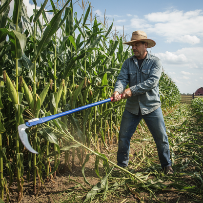 Foldable Long-Handle Corn Sickle – Fast-Cutting Farm Tool for Corn Stalks, Wheat, Straw, Grass Harvesting and Outdoor Garden Maintenance
