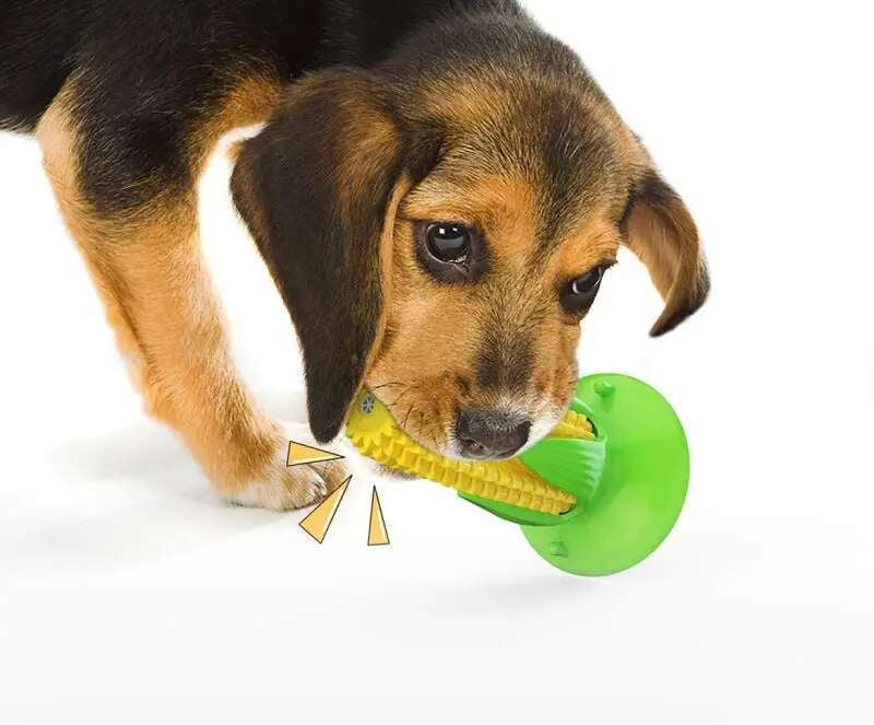 Dog Chew Stick Teething Toy - Squeaky Bite Resistant Pet Toy for Aggressive Chewers, Dental Cleaning and Interactive Fun