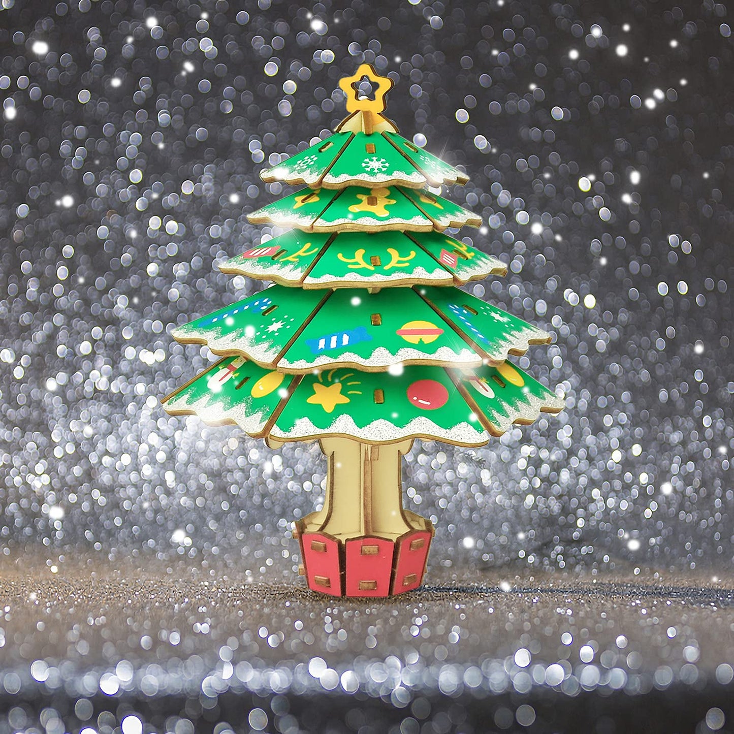 Wooden Reindeer 3D Puzzle – DIY Christmas Craft Kit for Family Activities and Festive Table Decor