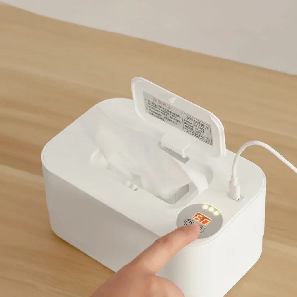 Baby Wipe Warmer with LED Display - Portable USB Wet Wipe Heating Box for Home, Car and Nursery Convenience