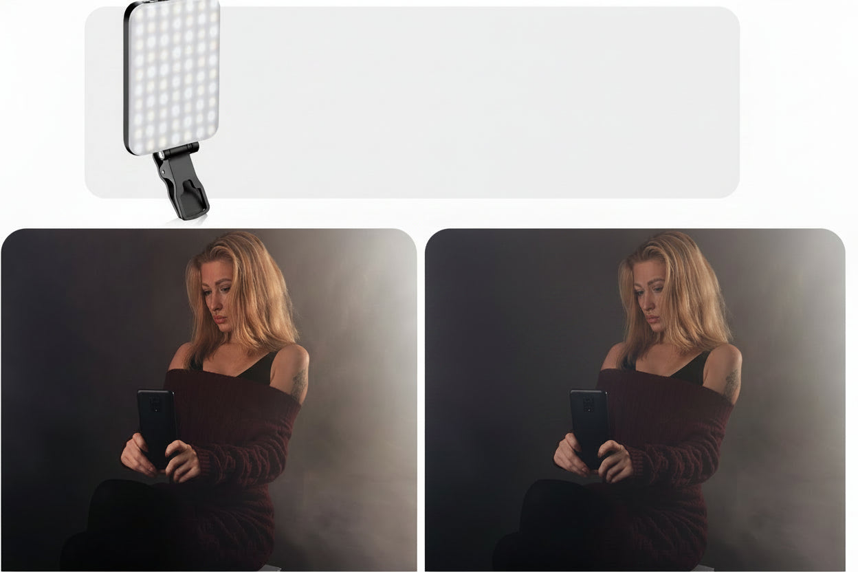 Portable LED Phone Fill Light – Compact Pocket Photography Light for Selfies, Videos, Makeup, Content Creation and Low-Light Illumination