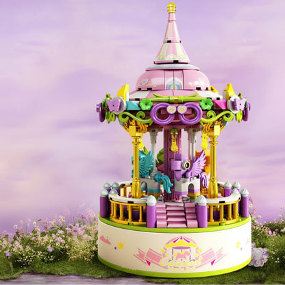 Carousel Music Box Building Blocks – Creative Amusement Park Construction Toy for Collectors, Home Display, Educational Play and Memorable Holiday Gifts
