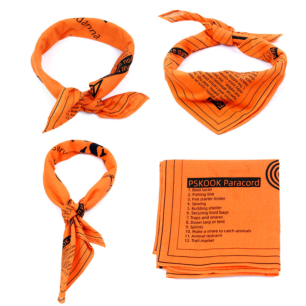Survival Bandana – High Visibility Emergency Head Scarf with Camping Tips for Hiking, Backpacking and Outdoor Preparedness
