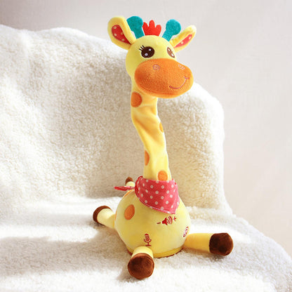 Dancing Talking Giraffe Plush Toy - Rechargeable Musical Educational Doll with Lights for Babies, Toddlers and Gift Giving