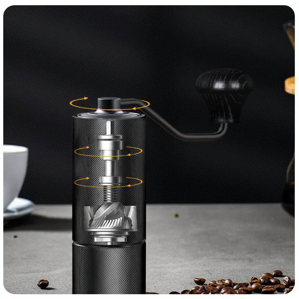 Manual Burr Coffee Grinder - Portable Adjustable Hand Coffee Mill with Precision Grinding for Fresh Espresso and Brewing