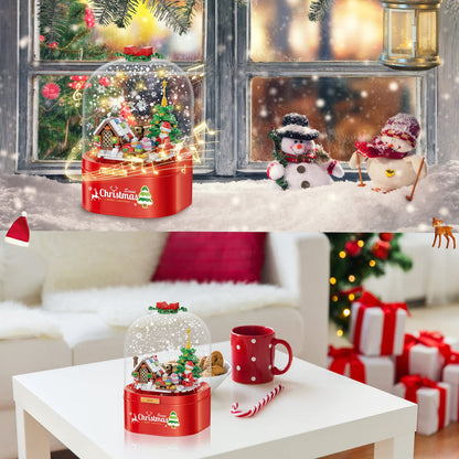 LED Crystal Christmas Tree Building Set – Rotating Musical DIY Holiday Model for Family Display and Christmas Gifts