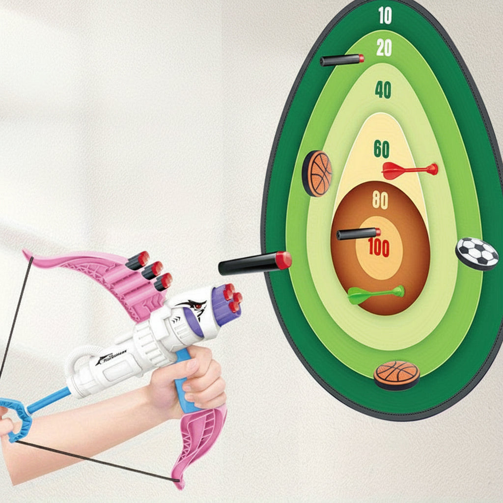 Family Archery Game Set - 4-in-1 Parent Child Outdoor Activity Toy for Skill Building, Bonding and Active Play