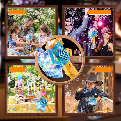 Tomahawk Bubble Machine Toy - Electric Light Up Bubble Blaster for Kids Outdoor Games, Parties and Summer Entertainment