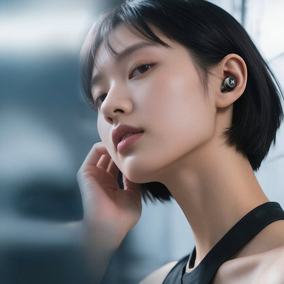 Bean Design Invisible Earbuds – Wireless Bluetooth Sports Earphones with Deep Bass Sound, Secure In-Ear Fit and Convenient Sport Lanyard