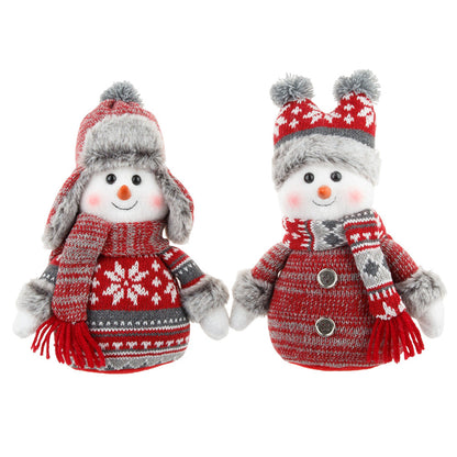 Knitted Snowman Christmas Decoration – Cute Holiday Tabletop Ornament with Winter Hat Design for Festive Home Decor